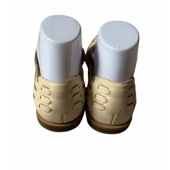 Anthropologie Nisolo Sandals Flats Huarache Woven Leather Boho Cream 8 - Picture 4 of 10